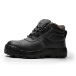 Mid Cut Embossed Leather Fur Steel Toe Boots
